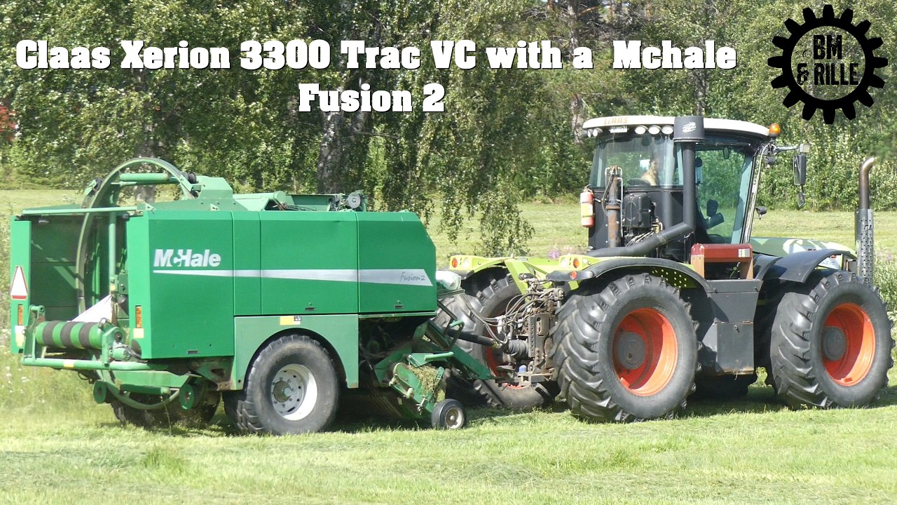 Claas Xerion 3300 Trac VC with Mchale Fusion 2 – Combi baler-wrapper
