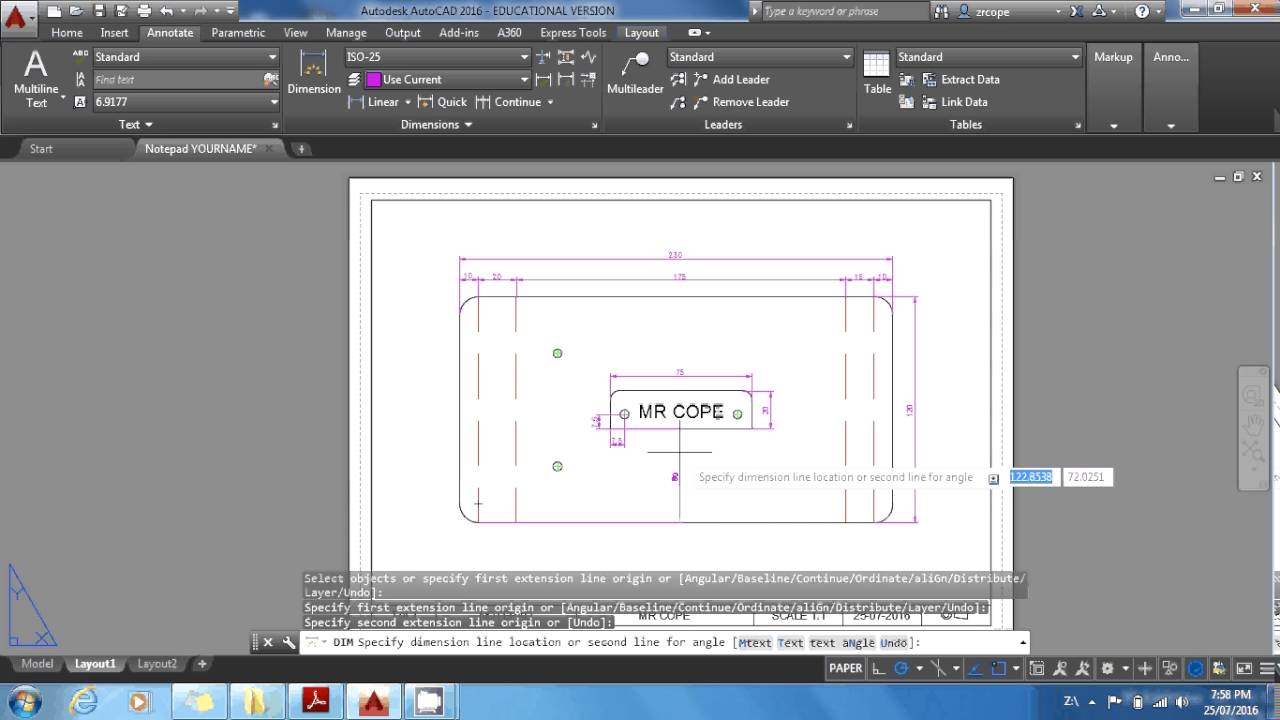 Notepad Tutorial 2   How to add dimensions