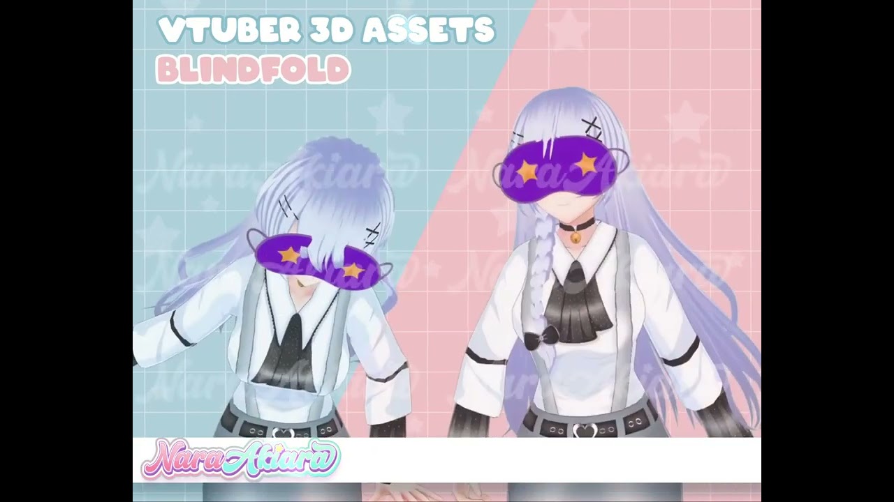 Liven Up Your Streaming By Choosing Purple Blindfolds With Two Star Accessories - 3D Vtubers Assets