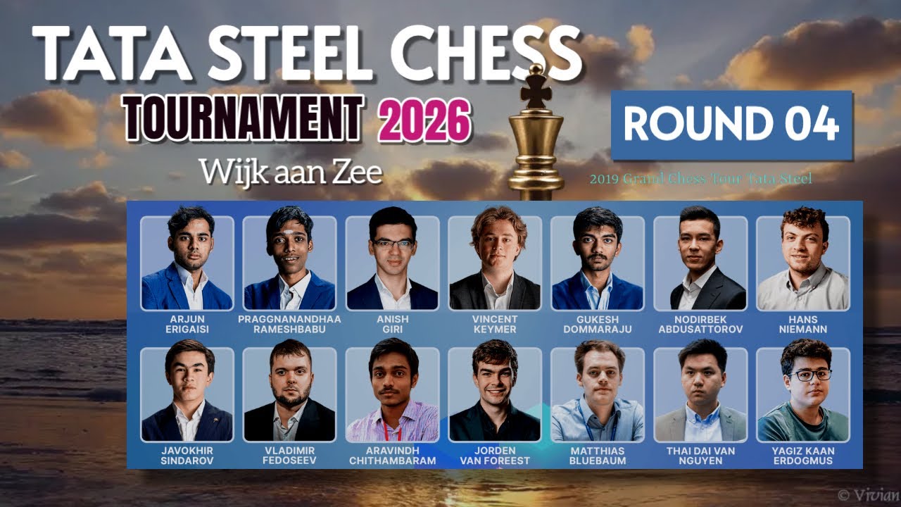 TATA STEEL CHESS 2026 | R 04 | GUKESH-ERIGAISI-SINDAROV- HANS NIEMANN-KEYMER-ABDUSATTOROV-PRAGGNANAN