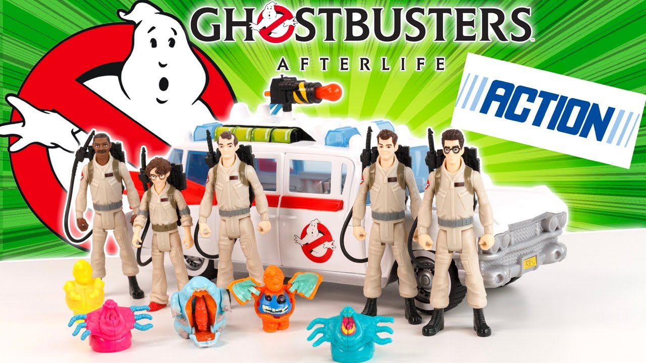 La ECTO-1 de GHOSTBUSTERS Afterlife et les personnages du film trouvés chez ACTION à Prix Cassé