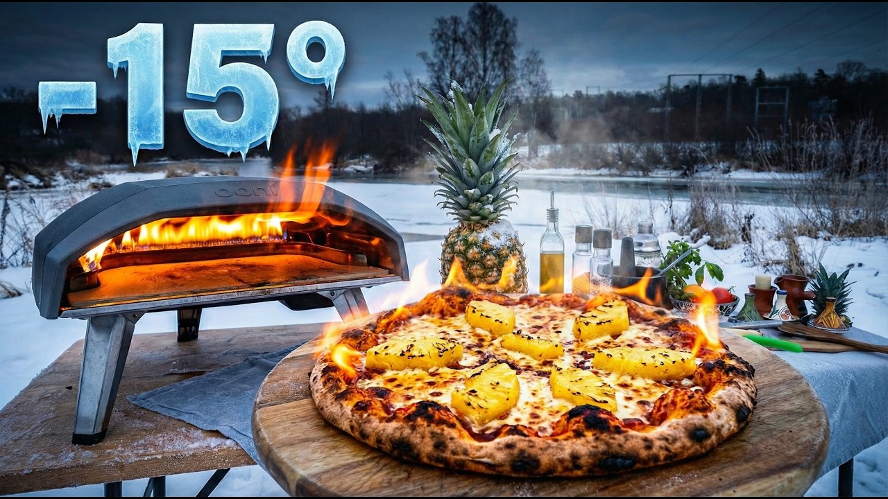 Making Authentic Italian Pizza by the River at -15°C | Extreme Outdoor Cooking