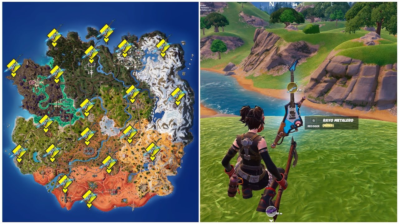 ¡UBICACIÓN! TODAS las *GUITARRAS DE METALLICA* y ISLA DE METALLICA en FORTNITE Temporada 3!