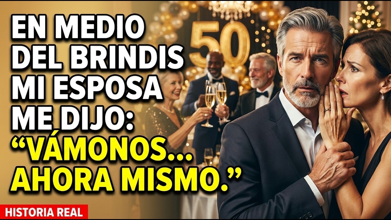 Durante el brindis de mi aniversario, mi esposa apretó mi mano y susurró: “Necesitamos irnos… ahora.