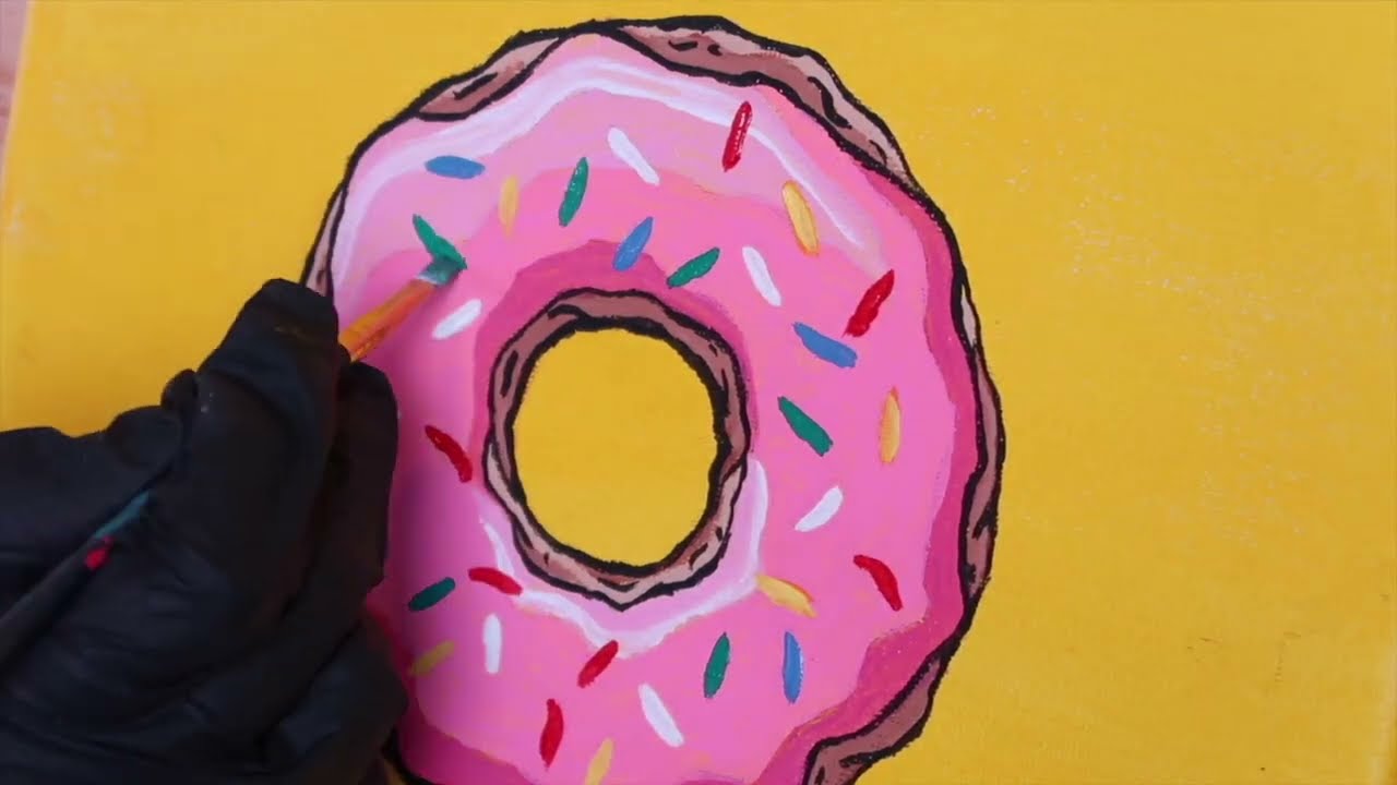 Pop-Art Pink Donut Acrylic Painting Demo | Relaxing Art Video | Time-Lapse Painting | Speed Paint
