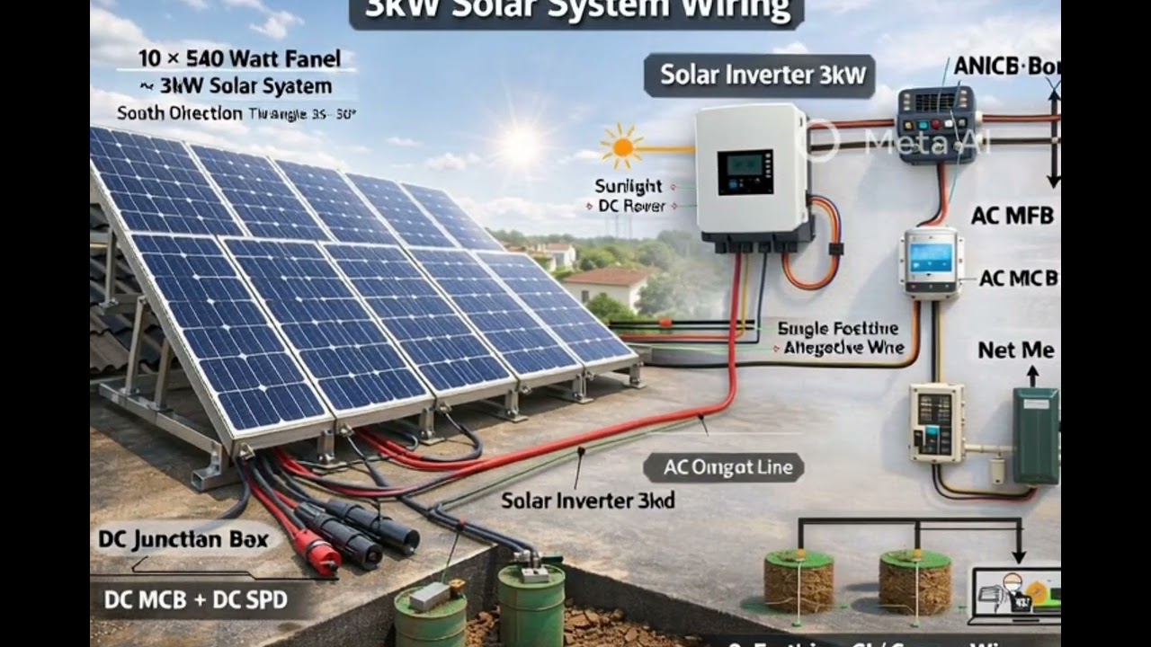 “💫3kW Solar System Wiring Full Explained | Panel se Ghar🏠 Tak”
