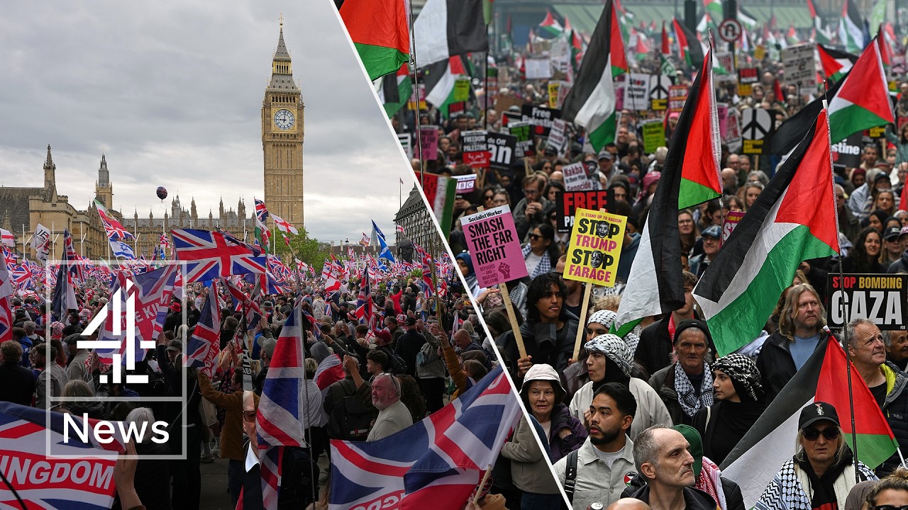 Pro-Palestine and Unite the Kingdom rallies bring thousands to London