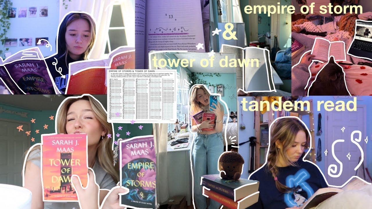 tandem reading empire of storms & tower of dawn (throne of glass series) 🗡️🧡 *spoiler free vlog*