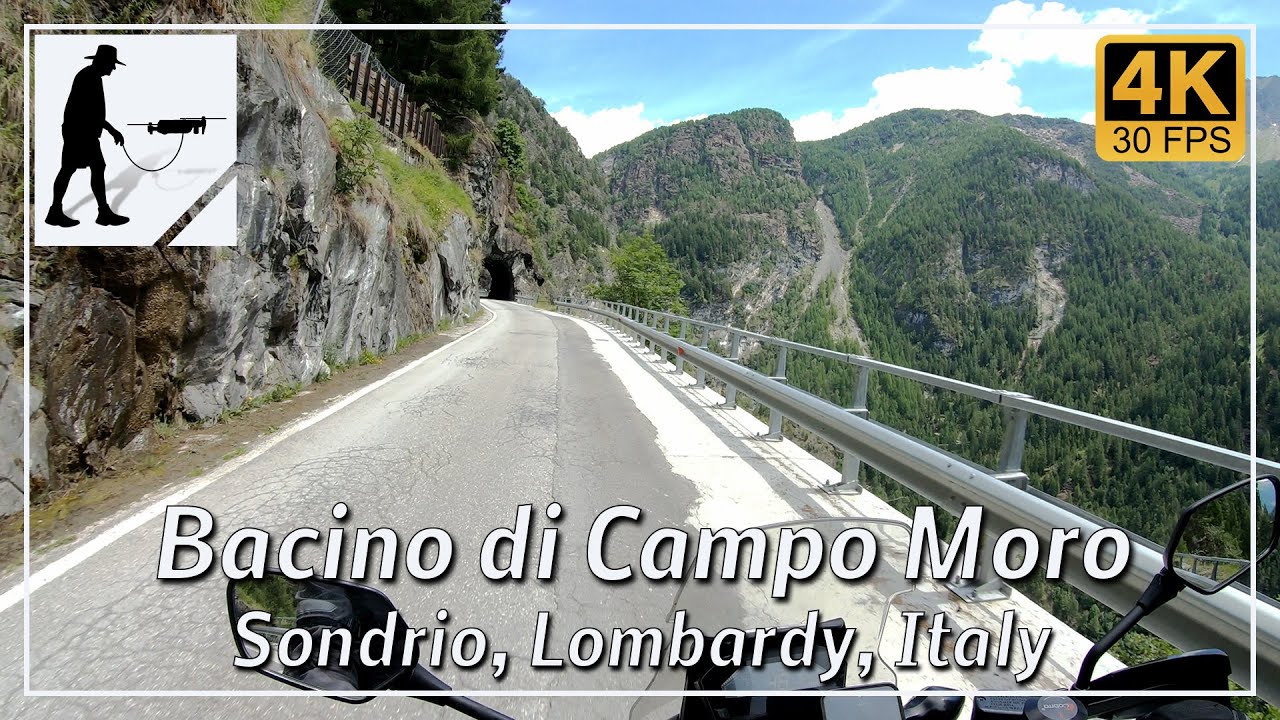 Bacino di Campo Moro, Sondrio, Lombardy, Italy - by motorcycle and drone