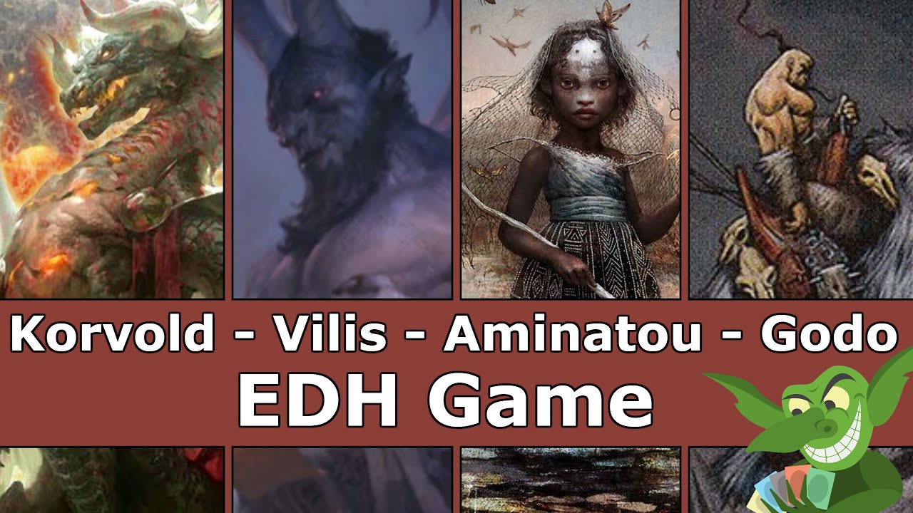 Korvold vs Vilis vs Aminatou vs Godo EDH / CMDR game play for Magic: The Gathering