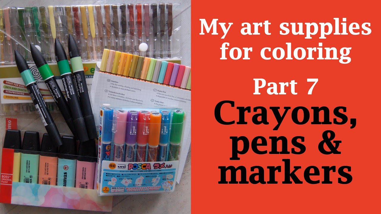 What I use for coloring: crayons, pens and markers #adultcoloring