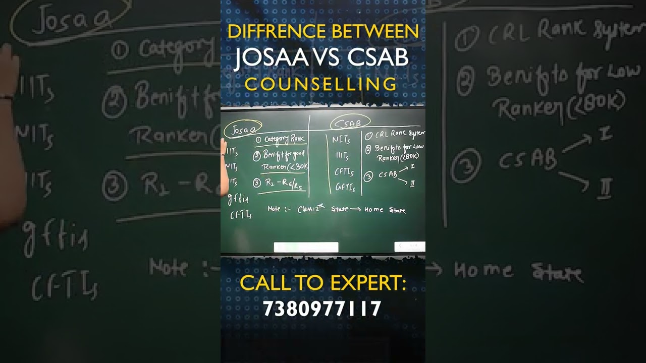 Difference Between JoSAA & CSAB Counselling 2022 | CSAB Benefits | Closing Rank of JoSAA & CSAB