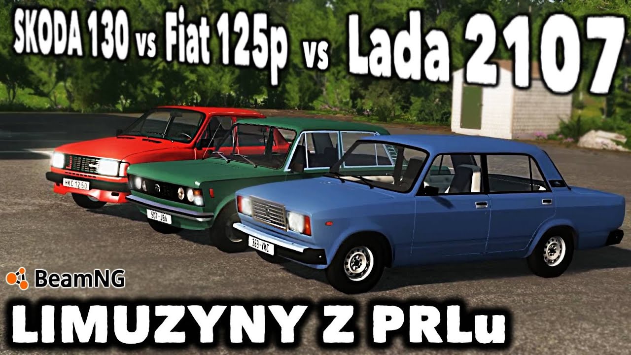 Skoda 130 vs Fiat 125p vs Lada 2107 - Porównanie limuzyn z PRLu | BeamNG.Drive