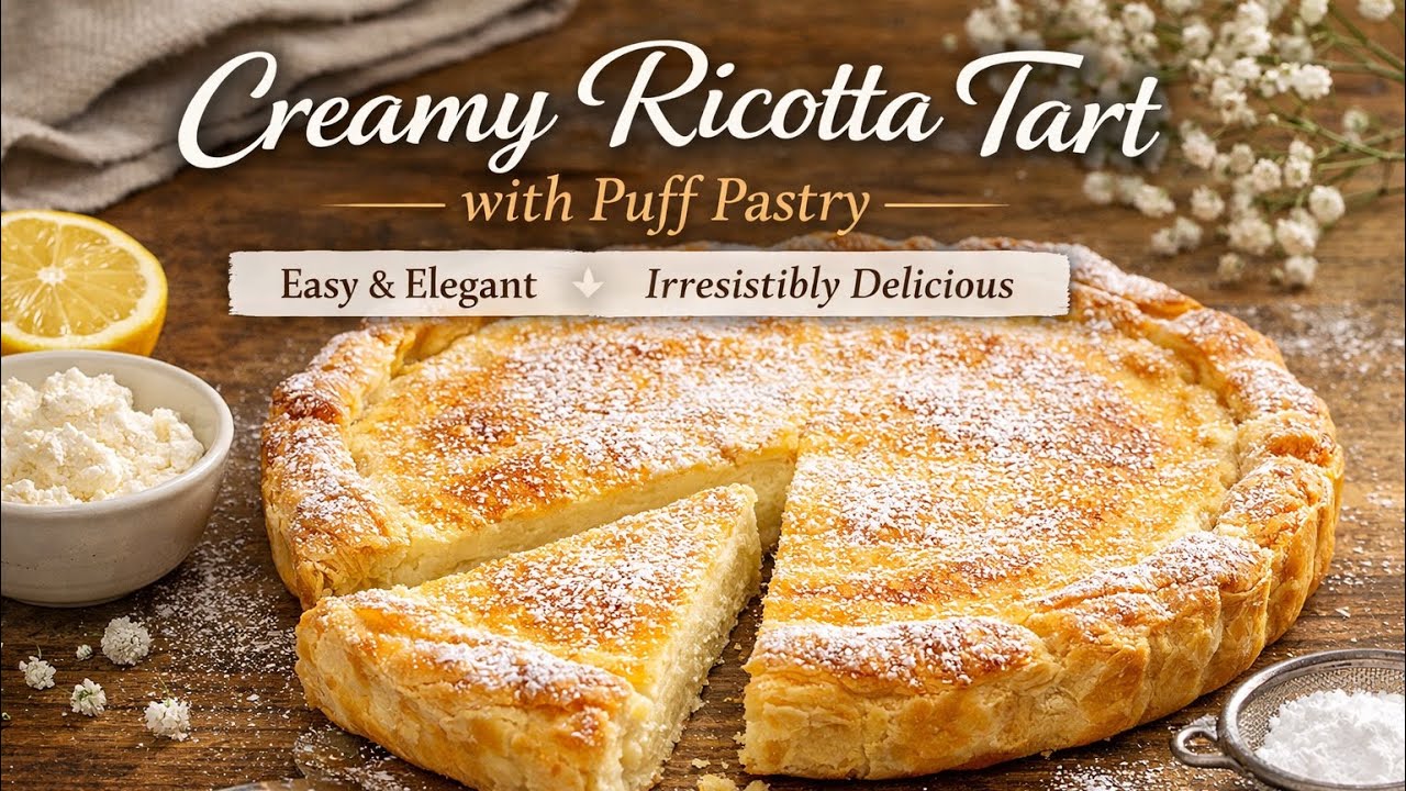 Creamy Ricotta Tart with Puff Pastry | Easy & Elegant Dessert