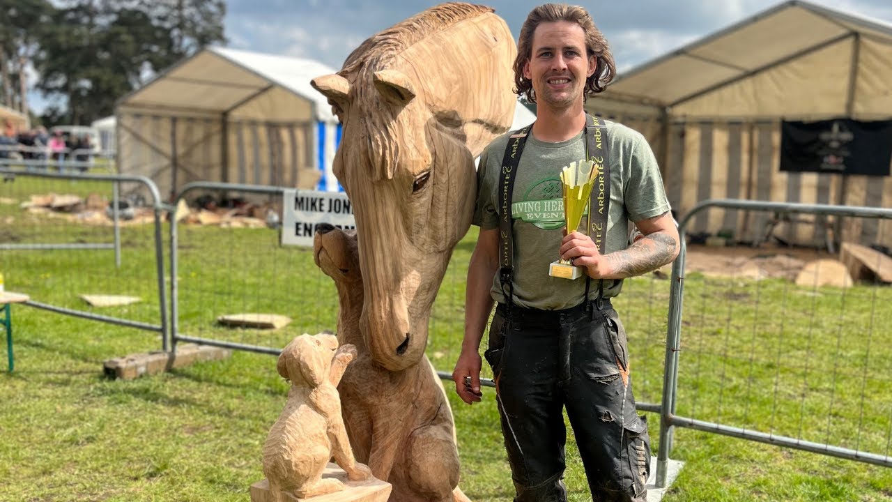I Made This in 25 Hours!! #wood #woodworking #chainsaw #competition