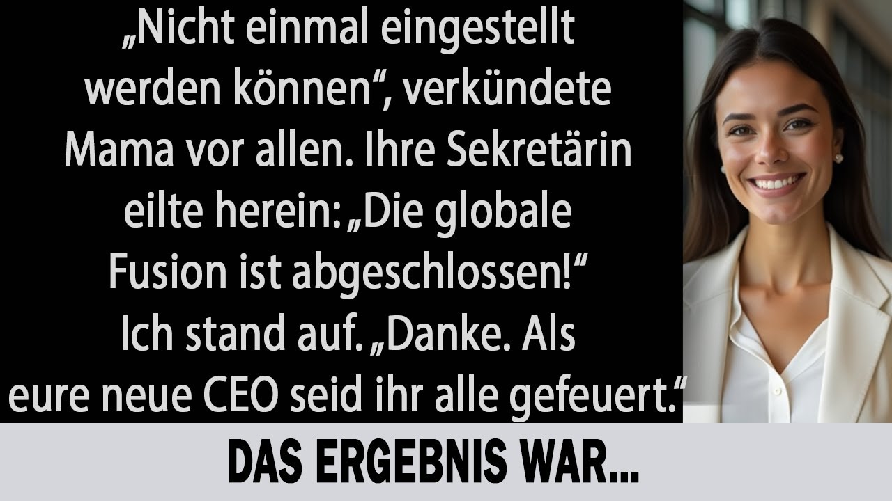 „Während Mamas Rede nannte sie mich arbeitslos — doch dann wechselte die Kanzlei ihren Besitzer“