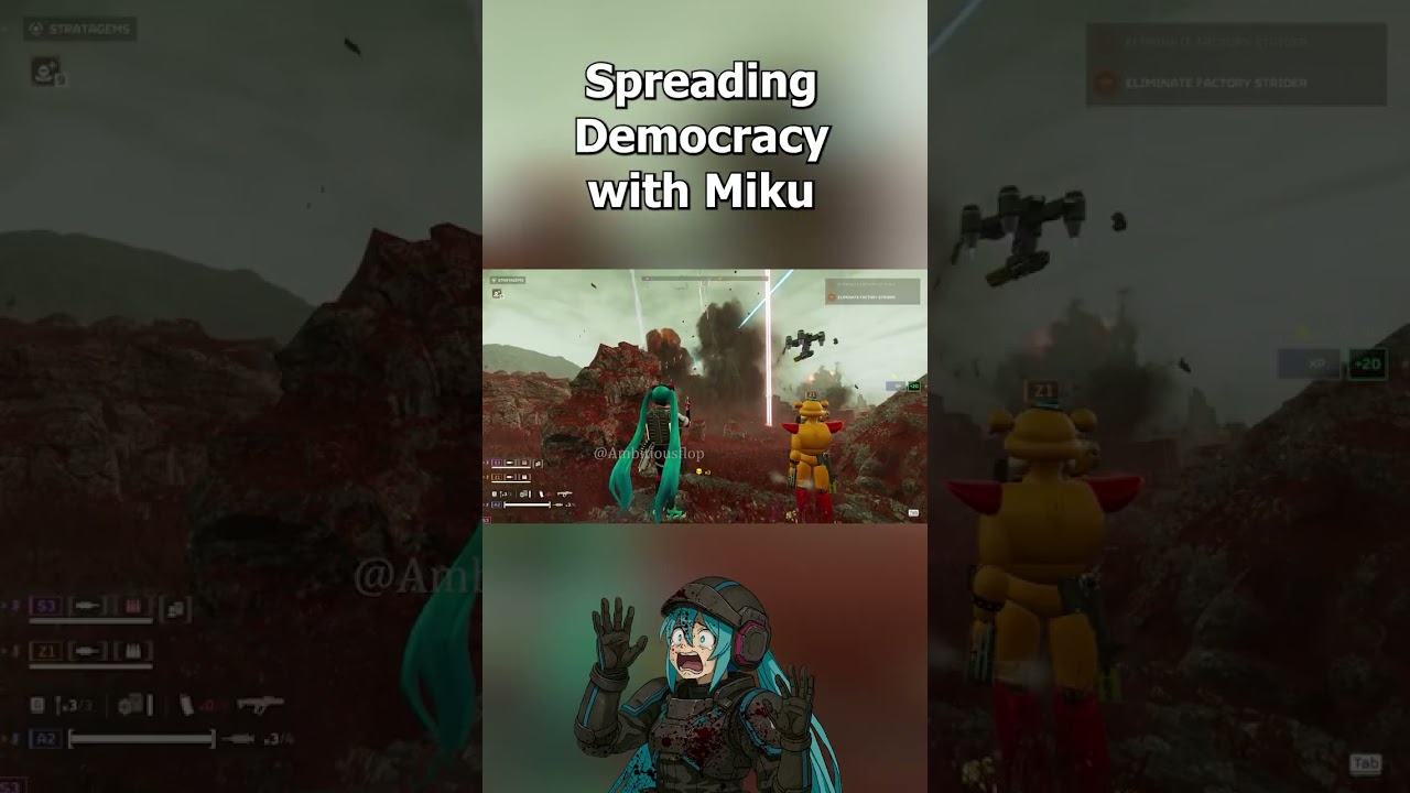 Распространяем демократию вместе с Мику ☠️ #шорты #helldivers2 @Zcorepanda