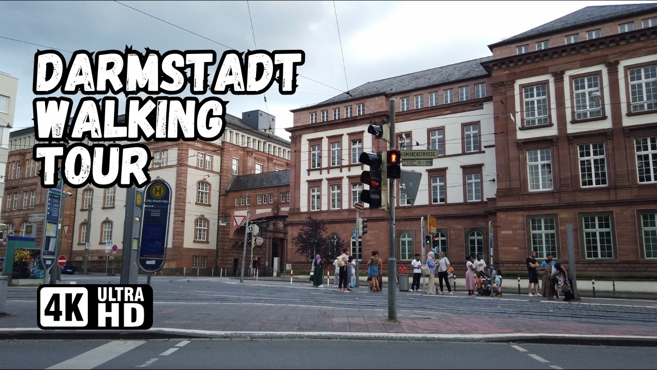 Walking Tour of Darmstadt City Center | TU Darmstadt | Luisenplatz | 4K Walking | ASMR | 4K60FPS