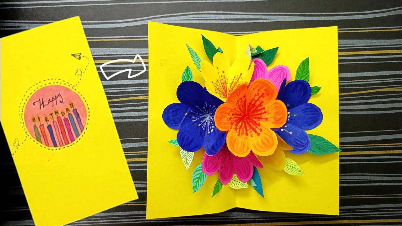 Pop-Up Flower Craft🌷💓🎉 || DIY Flower Pop-Up Card || Handmade Birthday Card Surprise 🎁 🌼🌟