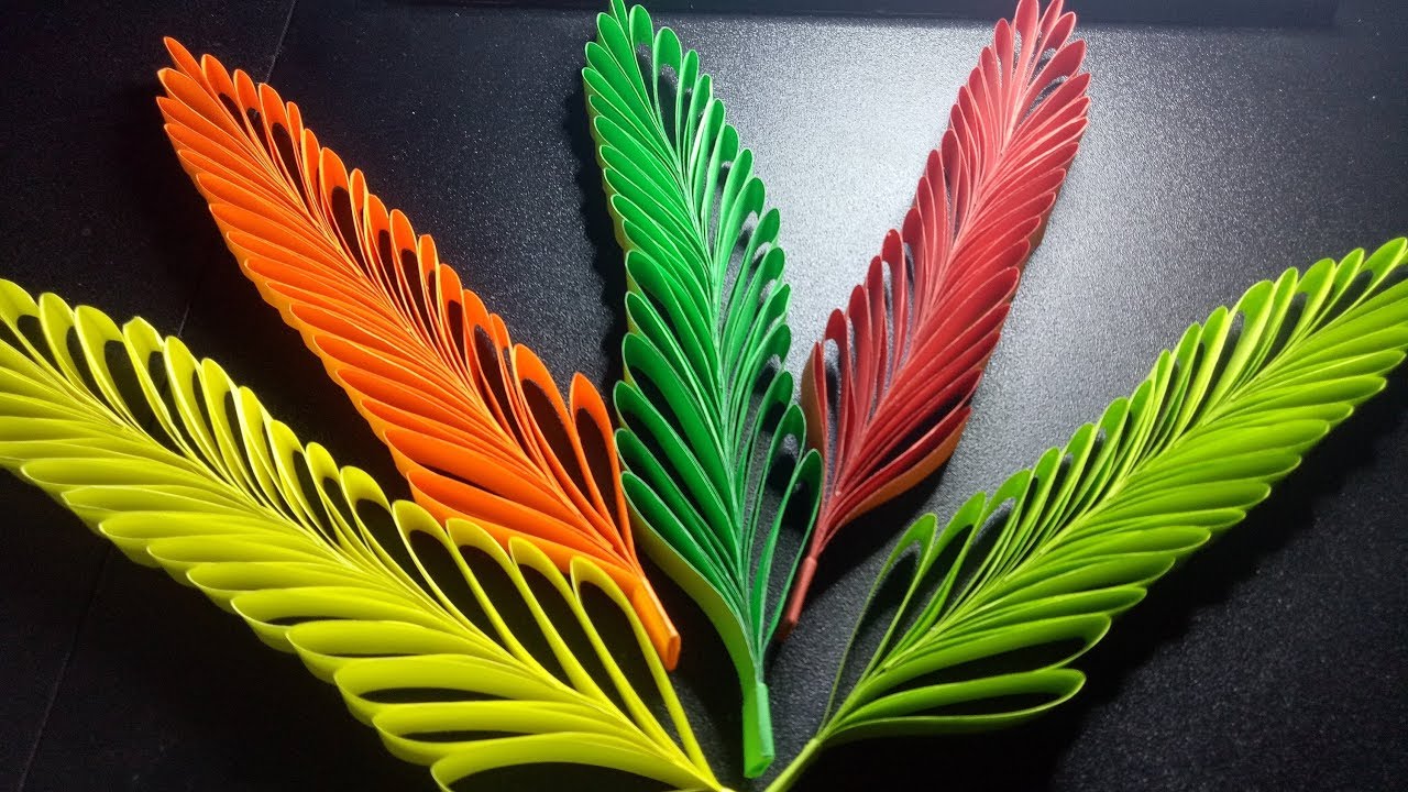 COLORFUL PAPER LEAVES | EASY CRAFTS FOR ROOM AND HOME DECORATIONS