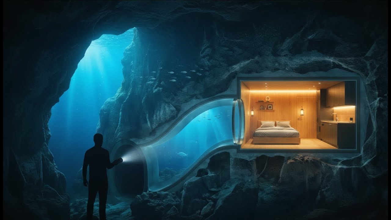 He Built a Secret House Inside an Underwater Cave — Hidden Life Beneath the Ocean (ASMR)