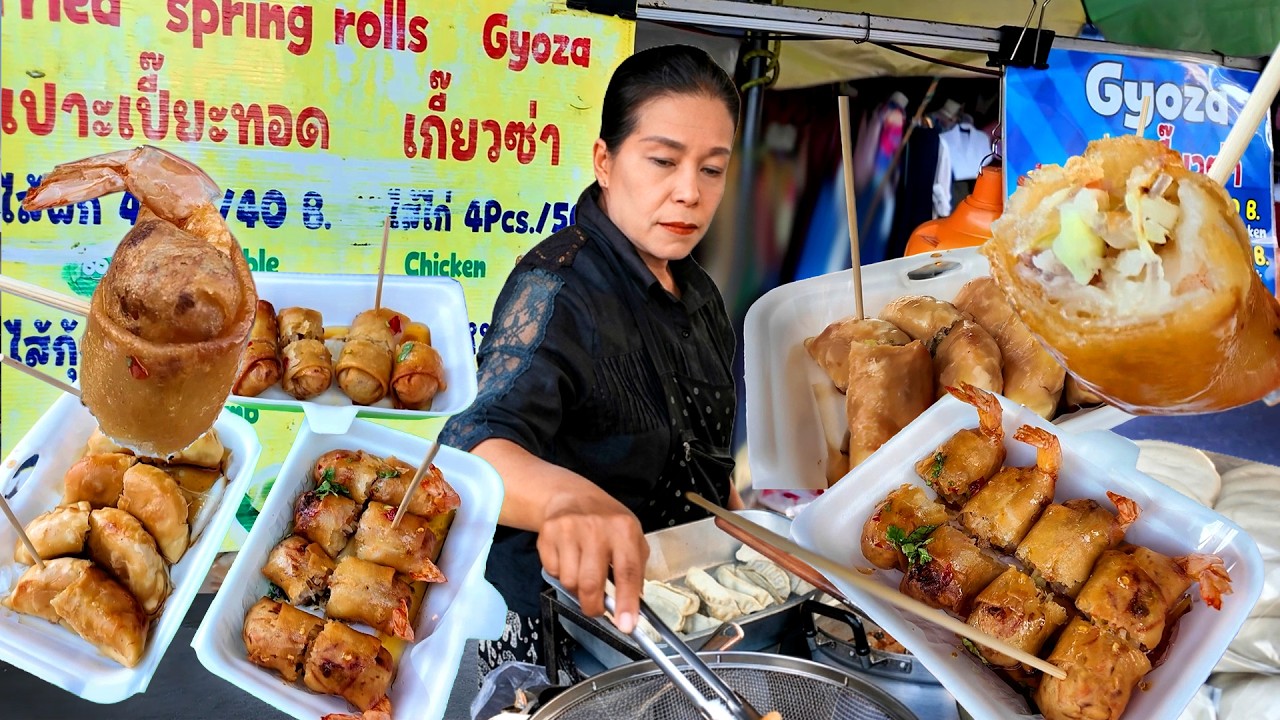 Хрустящие спринг-роллы! Любимая еда туристов на Као Сан | Bangkok Thai Street Food