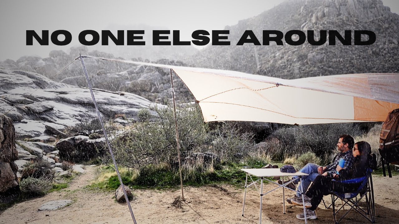 Silent Camping in the Mojave Desert In a Rainstorm
