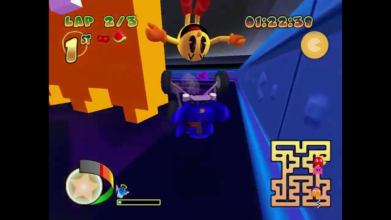 Pac-Man World Rally: PAC-MAN vs. the Ghost Gang on Retro Maze (Number of CPU can be changed)