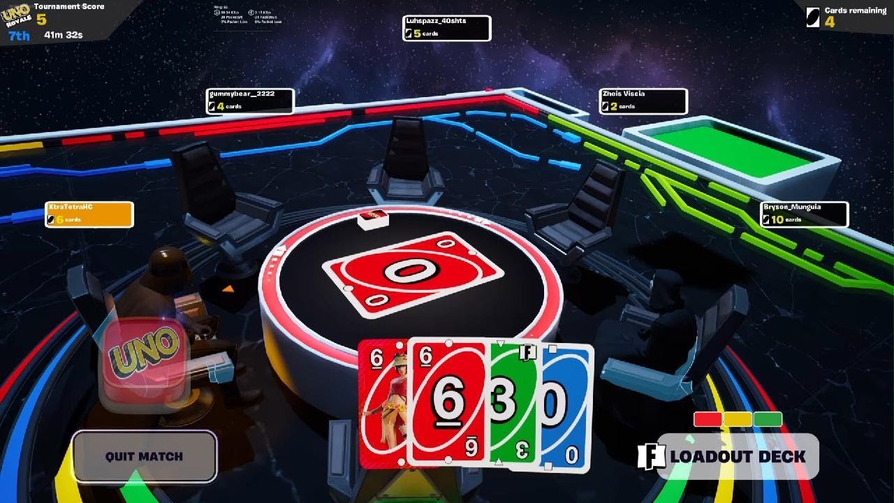 Playing uno in fortnight