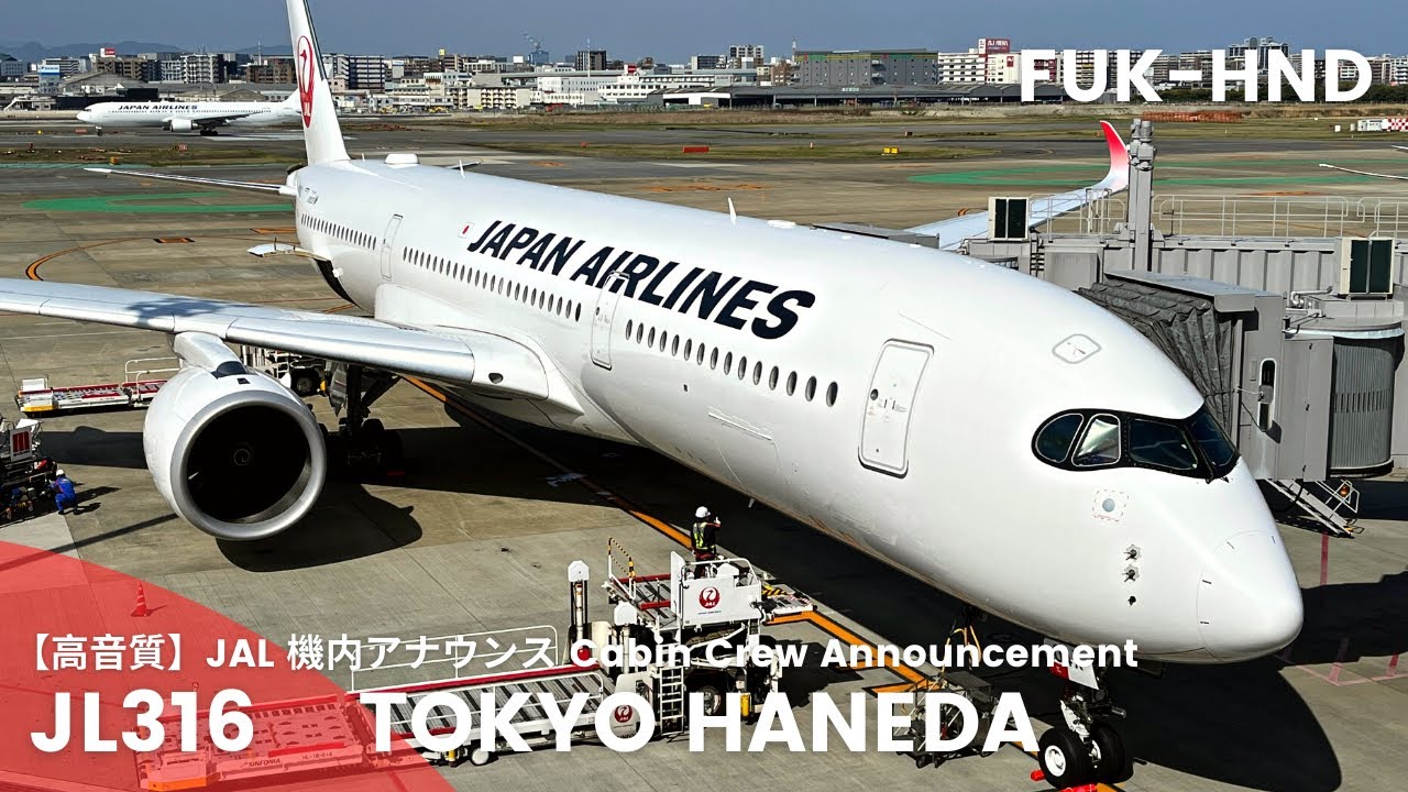 【高音質】JL316便 羽田行き 機内アナウンス/JL316 Flight to Haneda Cabin Crew Announcement(A350-900)