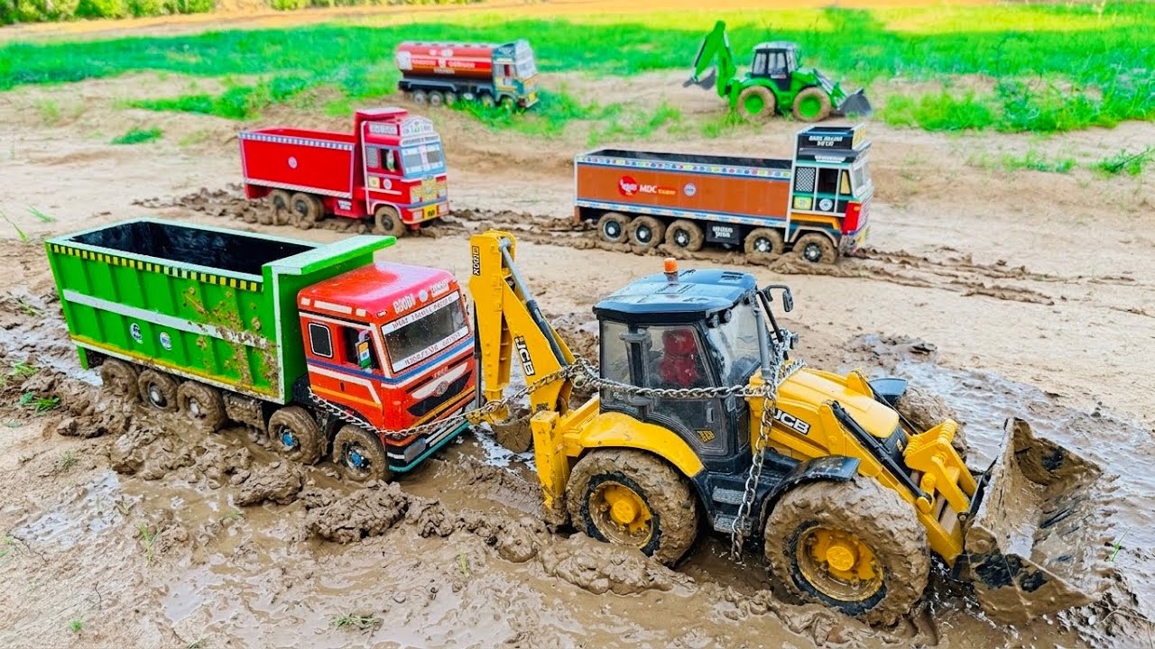 Tata dumper truck 2518 stuck heavy mud | jcb tractor video | tractor gadi | jcb cartoon 