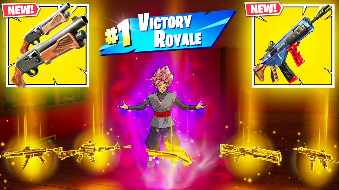 GOKU BLACK vs ALL MYTHIC WEAPONS ( FORTNITE CHAPTER 7 SEASON 1)