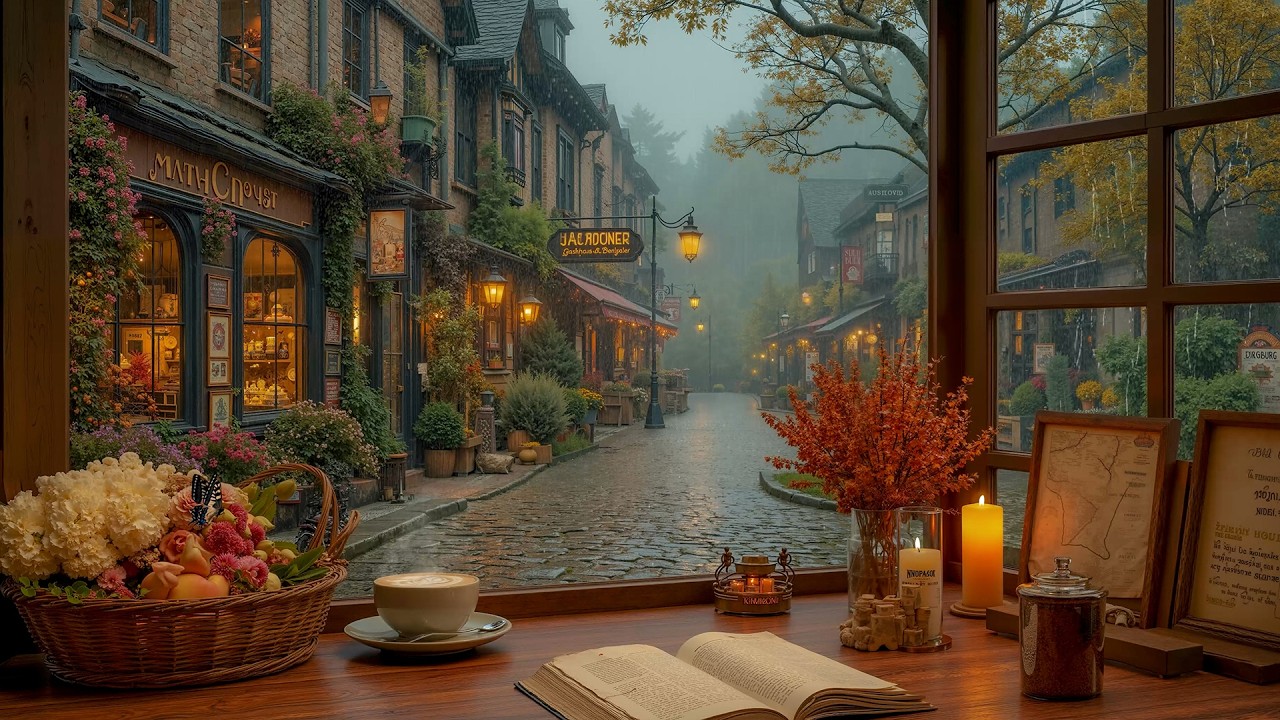 Exquisite Winter Jazz Café | Cozy Coffee Shop Ambience & Rain Sounds for Study, Work & Relax
