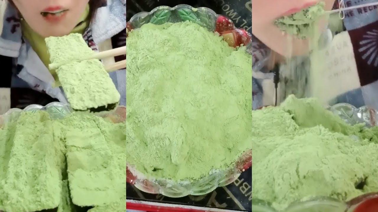 얼음먹방 HEAVY MATCHA POWDERY ICE EATING ASMR P1018 💚🍵 CRUNCH ICE THIN ICE 녹차 | Матча | 抹茶