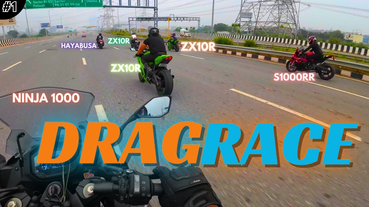 Hyperbike Drag Race | ZX10R vs BMW S1000RR vs Hayabusa vs Ninja 1000