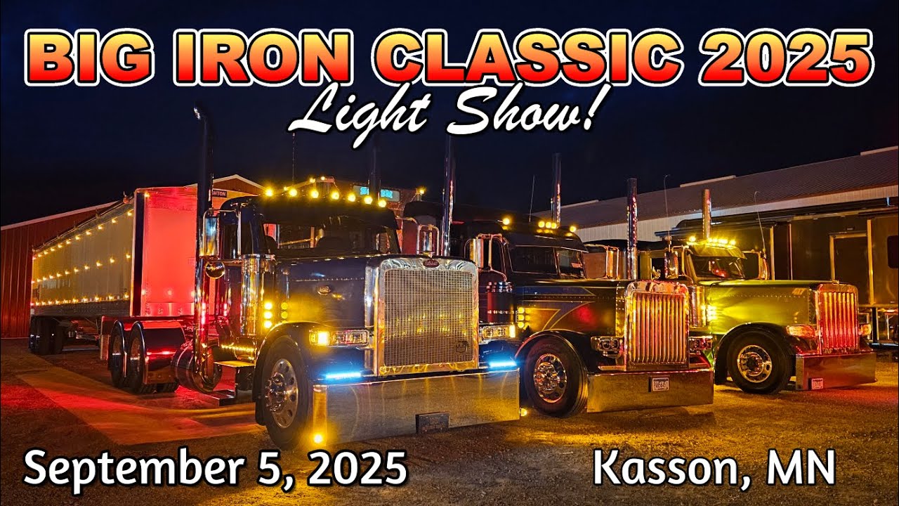 AWESOME SEMI TRUCK LIGHT SHOW !! Big Iron Classic 2025 Light Show - show trucks - working trucks