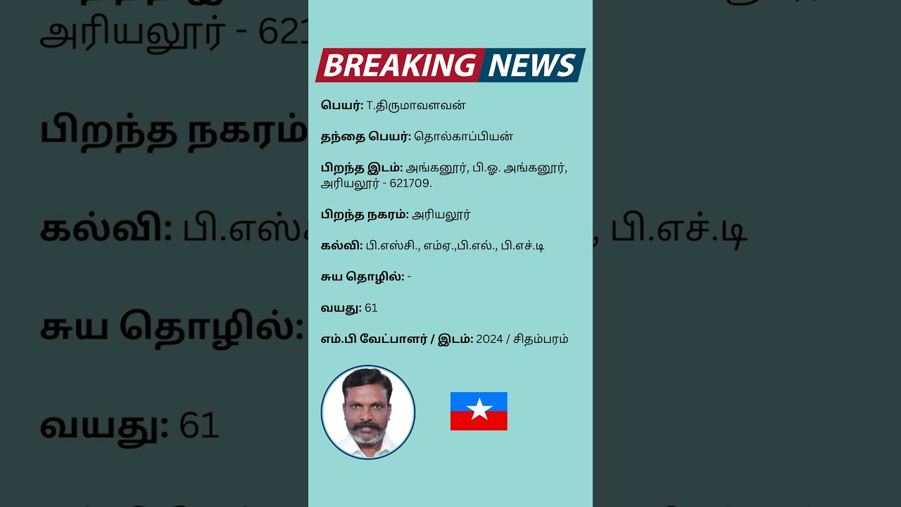 CHIDAMBARAM MP - T THIRUMAAVALAVAN - VCK(2024 - 2029)