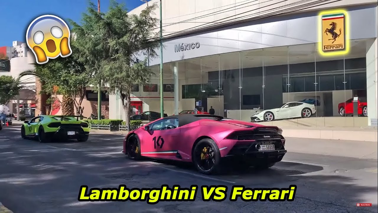 😱 Caravana de Lamborghini visitando a la agencia FERRARI | México