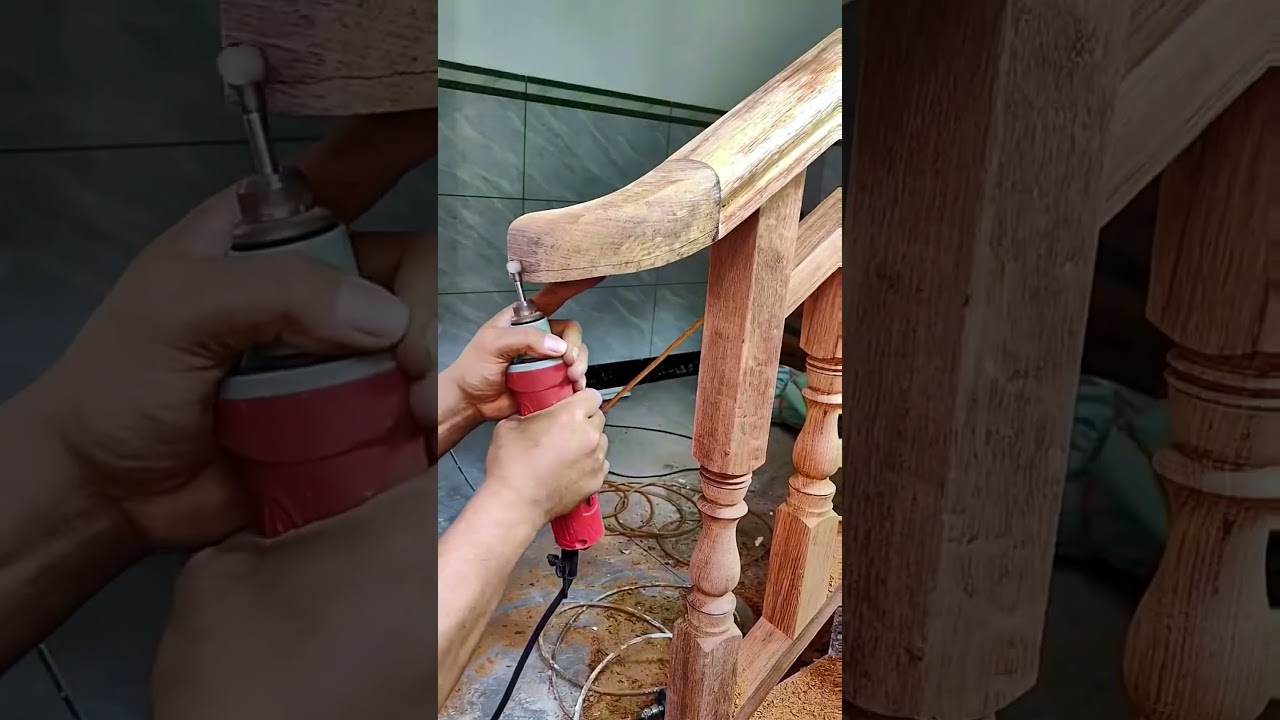 Mahogany stair handrail installation process- Good tools and machinery make work easy