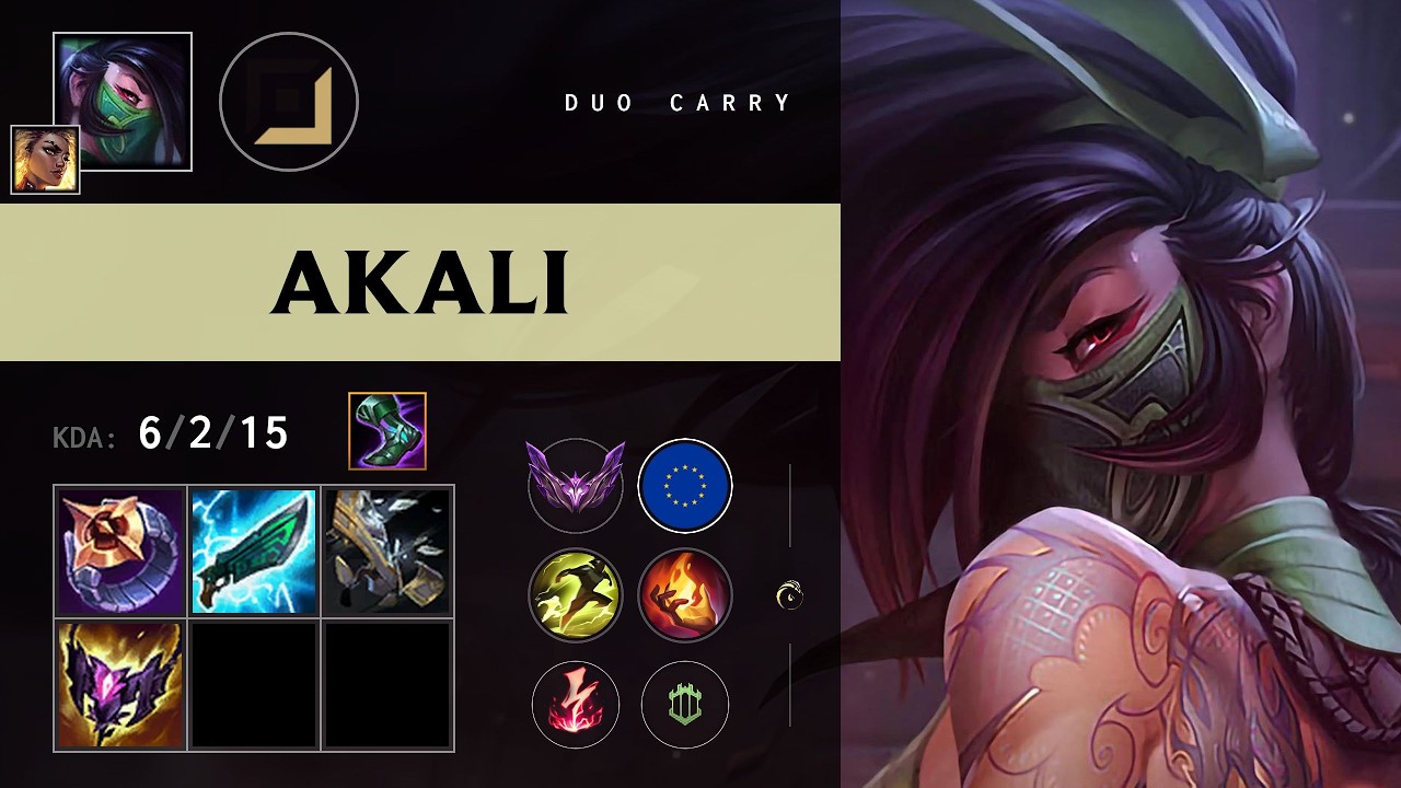 Akali Carry vs Ezreal - EUW Master Patch 26.12