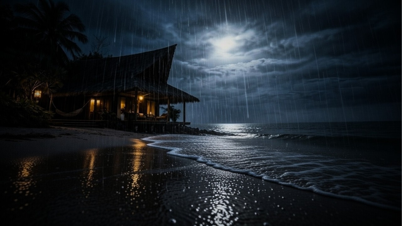Overthinking at Night? Try Ocean Rain & Waves 🌙 8 Hours | Black Screen
