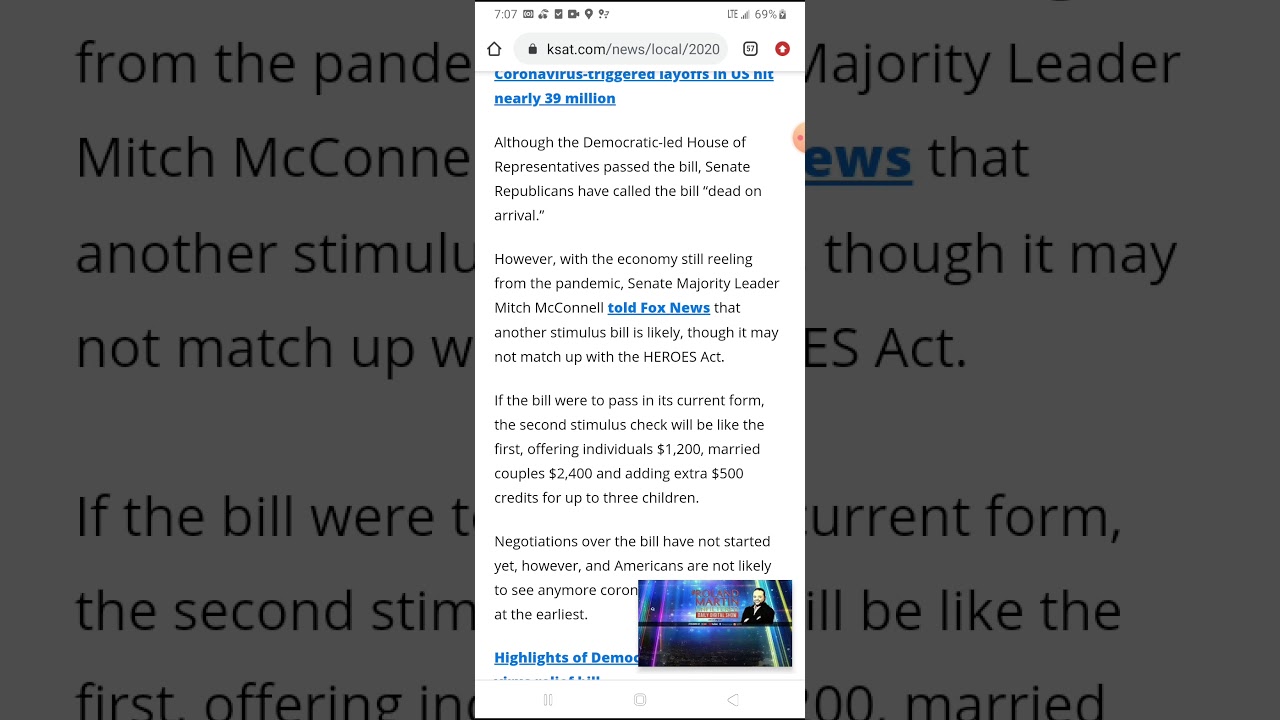Stimulus check round 2 update, may/21/2020
