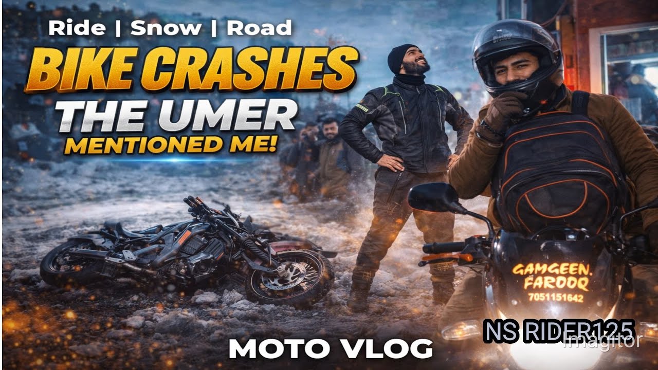 Dangerous Snow Ride ❄️ Bike Crash on Slippery Road | Kashmir Moto Vlog | The Umer  ||N.S RIDER125