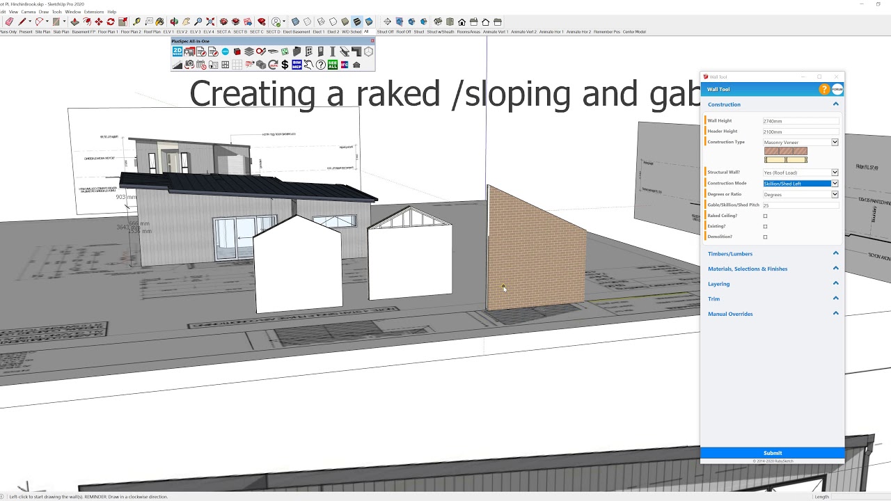 Creating Gable or raked walls inside PlusSpec PlusDesignBuild