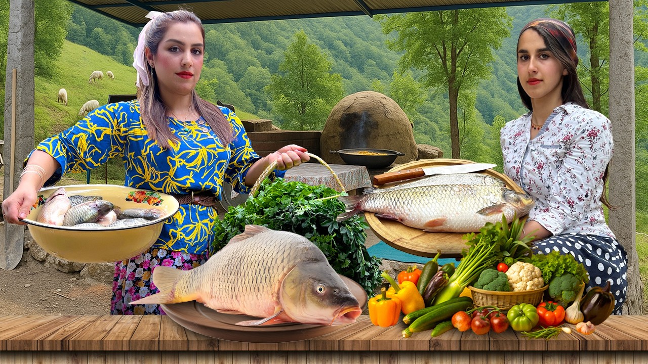 Сельские женщины готовят жареную рыбу на огне 🔥Чистая и простая деревенская жизнь🌲🐟