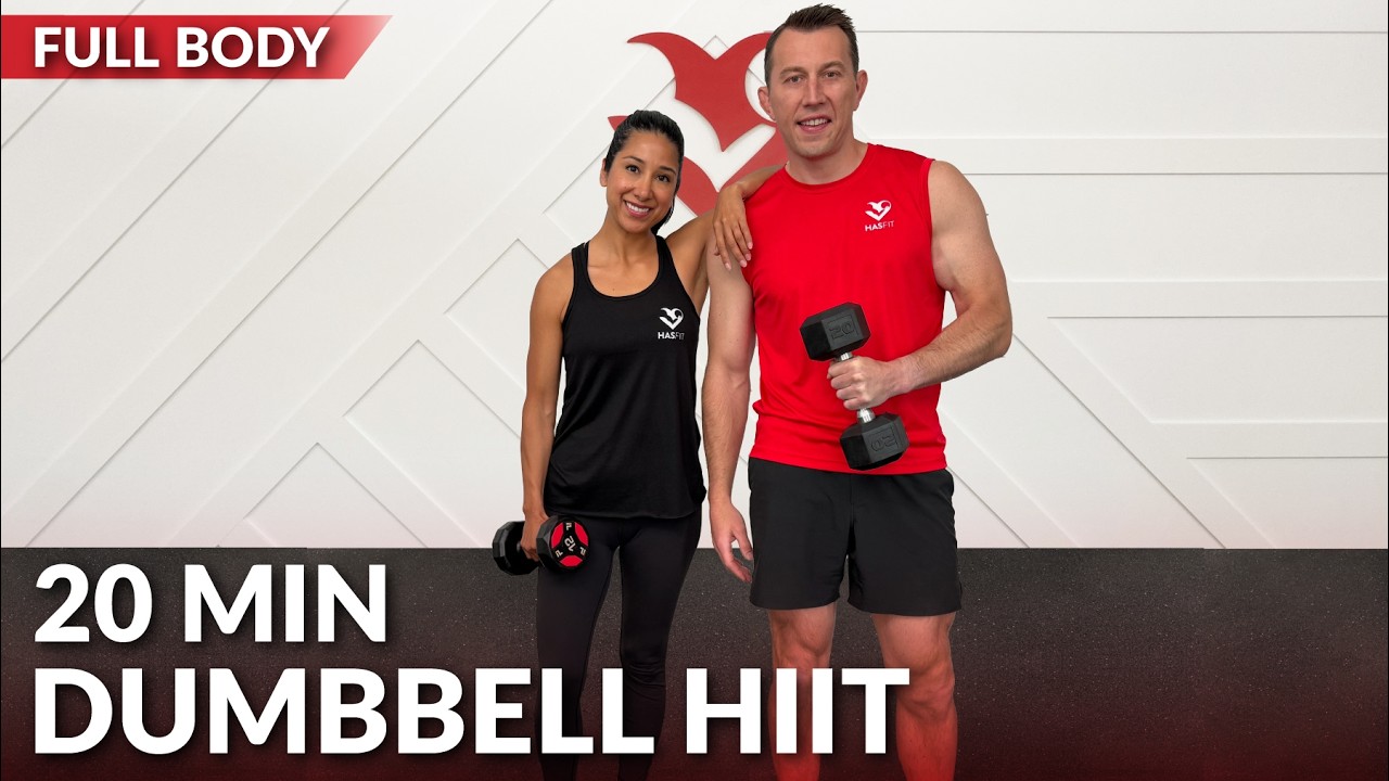 20 Min Dumbbell HIIT Workout for Fat Loss - Tabata Full Body Home Workout with Weights