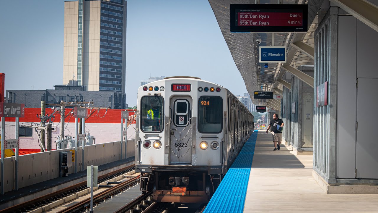 CTA L: Red Purple Modernization Red & Purple Line Rail Action @ The Renovated Stations