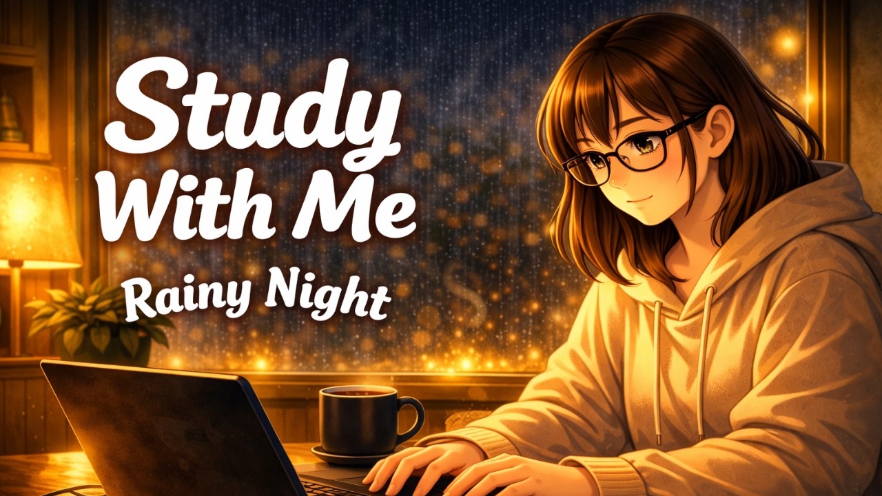 Rainy Night Study Session 🌧 | 1 Hour Focus With Keyboard Sounds