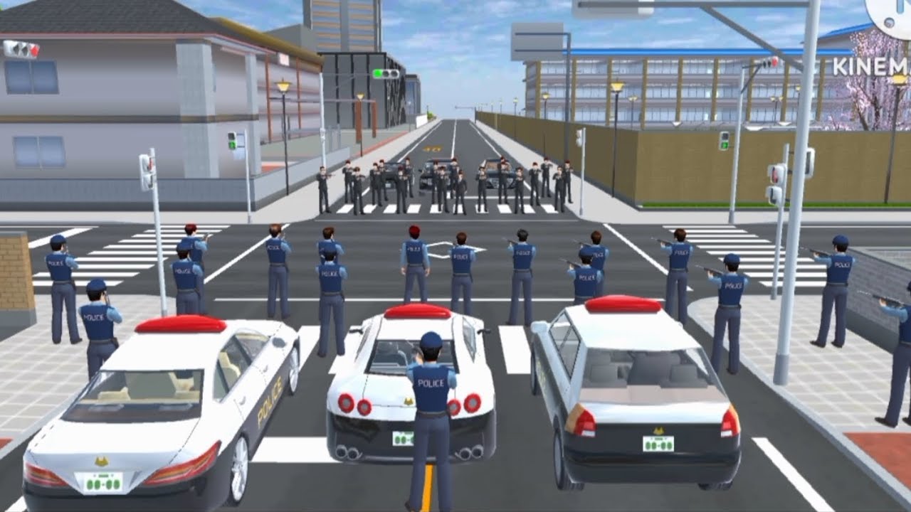 police official vs suit mafia petarungan perang SAKURA SCHOOL SIMULATOR 