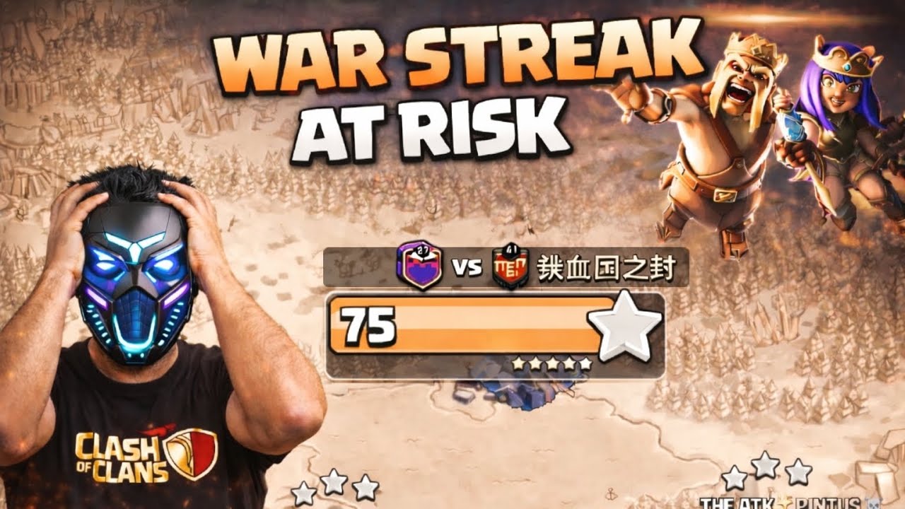 WAR STREAK AT RISK 😱 | OPPONENT 75⭐ CRAZY WAR || Clash of Clans #viral #trending #gaming #trending 